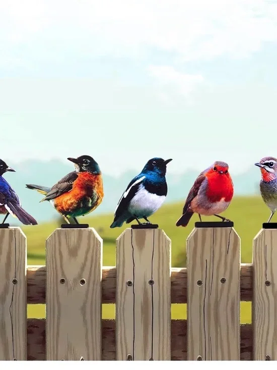 Colorful Decorative Bird Fence Stakes - Assorted Colors