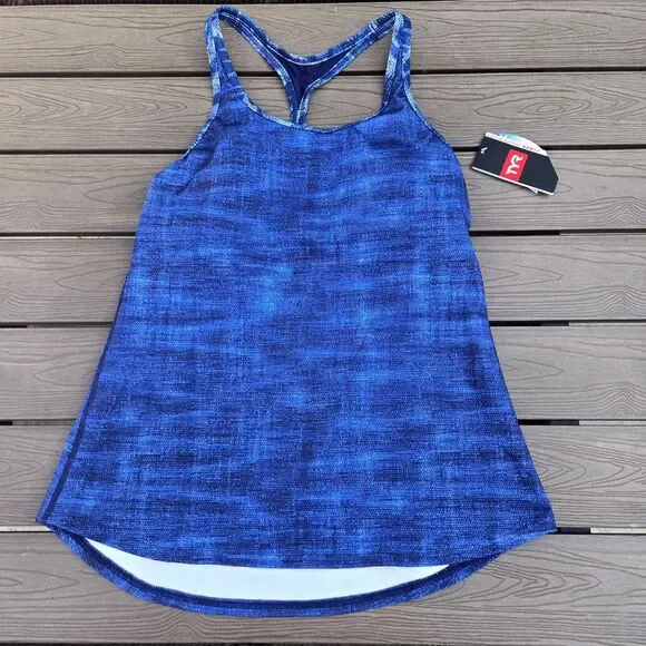 TYR Women's Maui Taylor Active Tank Tankini Top - Denim Blue Size: M New