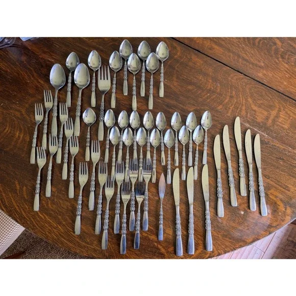 Oneida Northland REBECCA Stainless Lot of 52 Forks Spoons Flatware Vintage