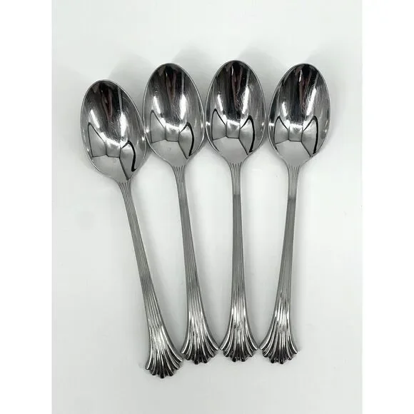 International Silver Tiara Stainless 18/8 Korea Glossy Dinner Spoons Set Of 4