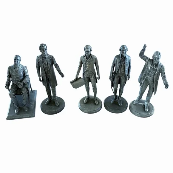 Lot Of 5 Presidents Lance Fine Pewter  Washington, Roosevelt, Jefferson, Lincoln
