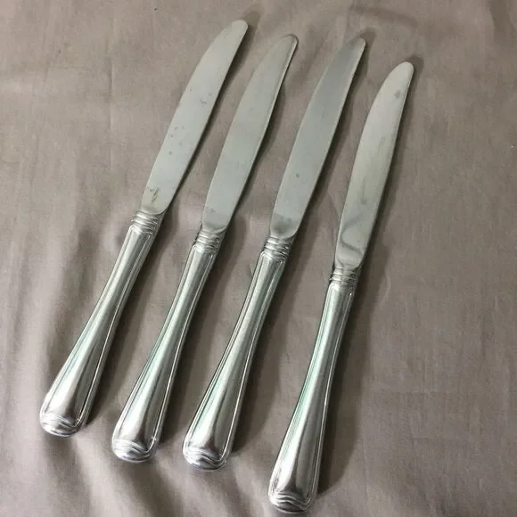 Gorham Ribbon Edge Stainless Dinner Knives Set of 4, 9” Flatware Silverware