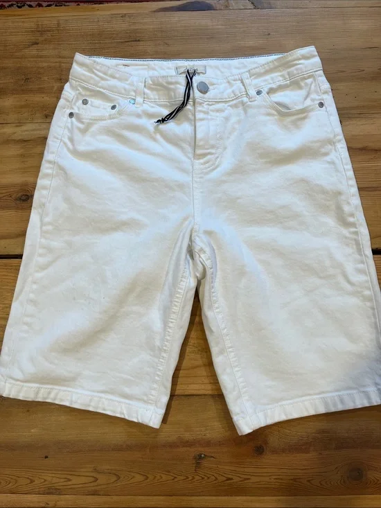 New! JOULES 6 Chalk White Shirley Long Jean Shorts Denim Summer