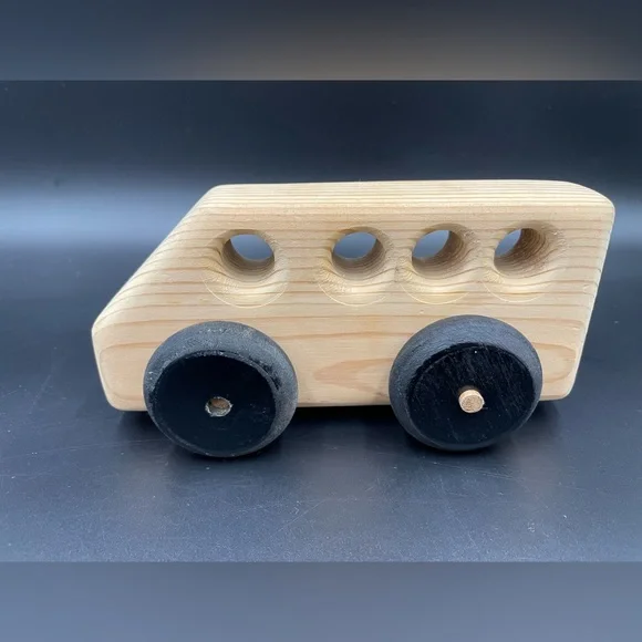 Handmade maple wood Classic wooden 3.5” x 8” Toy Bus