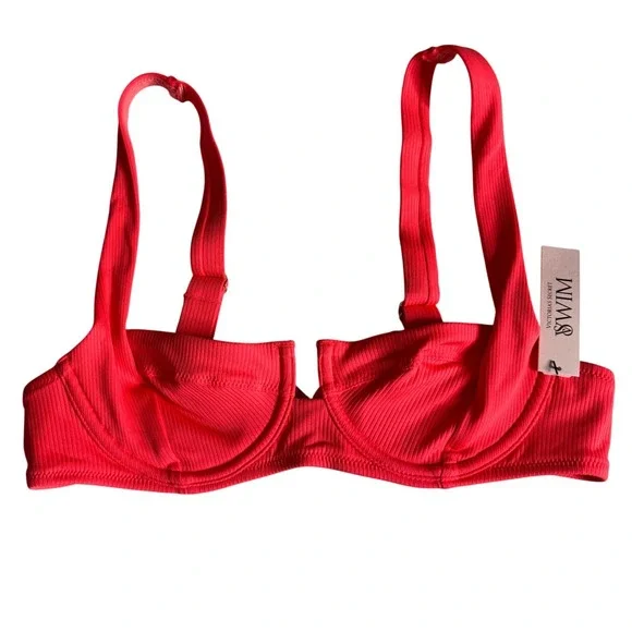 Victoria's Secret Swim Ribbed Full Coverage Underwire Bikini Top Pink Island 34A