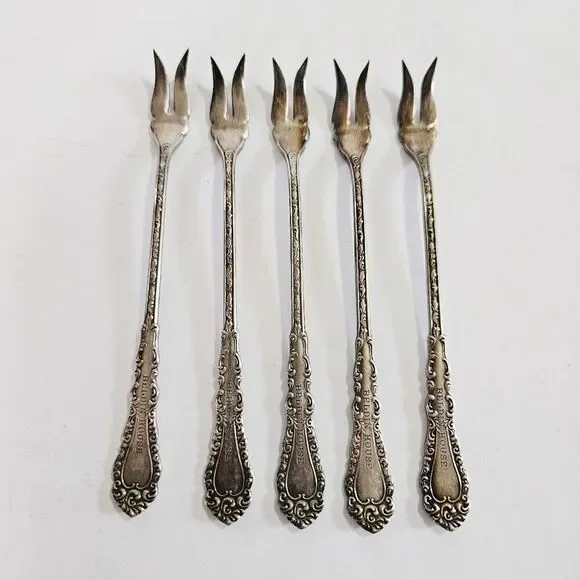 Antique S.L. & G.H Rogers Silver Plate Webster Pattern Set Of 5 Cocktail Forks