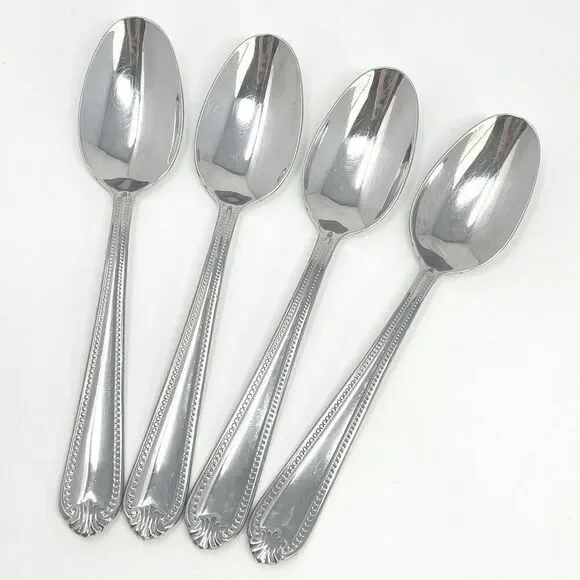 Lenox BEAD Stainless 18/10 Glossy Dinner Soup Spoon 7” Set Of 4 Replacement
