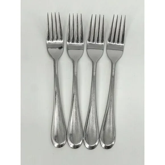 Oneida ICARUS Place Dinner Forks 8” Glossy Stainless Flatware Set Of 4