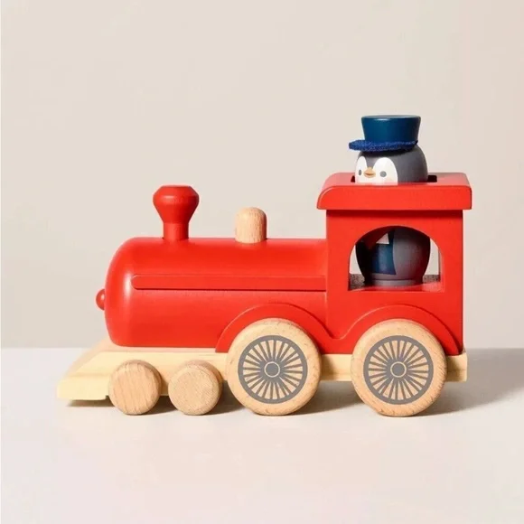 Hearth & Hand Magnolia Toy Train w/ Penguin Conductor Peg Pal 2pc Christmas 2024