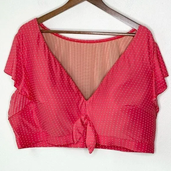 Swim By Cacique Bikini Top Pink Coral Lightly Lined No-Wire - Women’s US 30