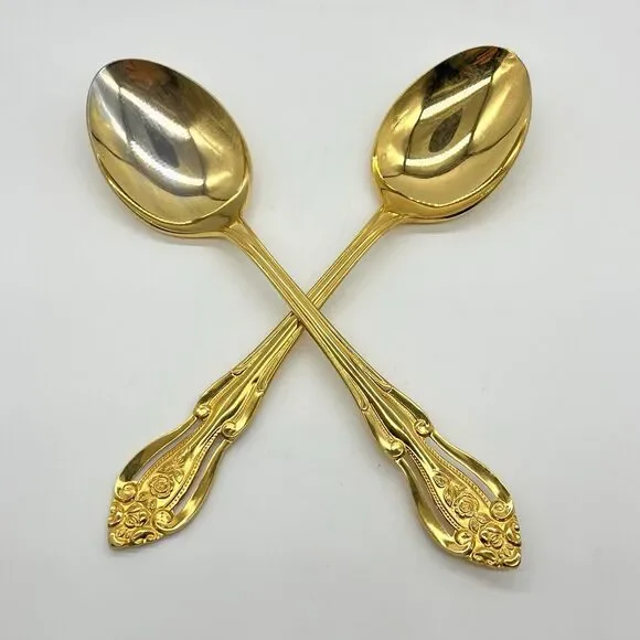 VTG Lifetime MONA LISA Serving Spoon Gold Electroplated Stainless Flatware Japan