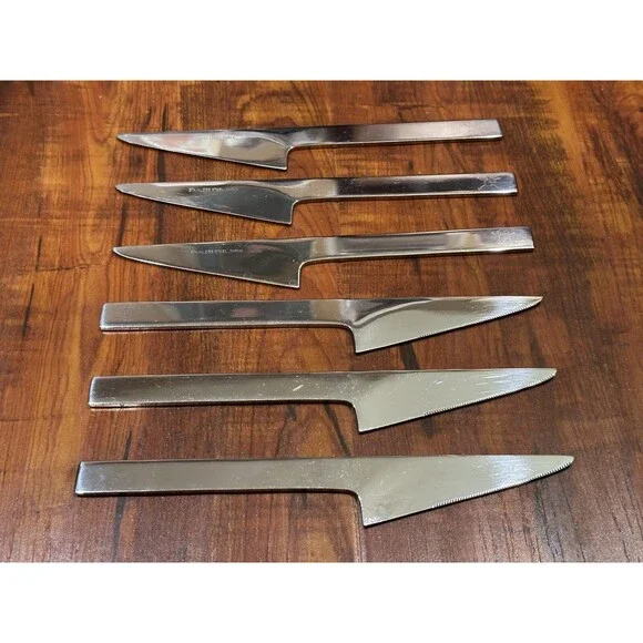 Set of (6) Vintage Midget Japan Stainless Steel 7.25” Knives in Box
