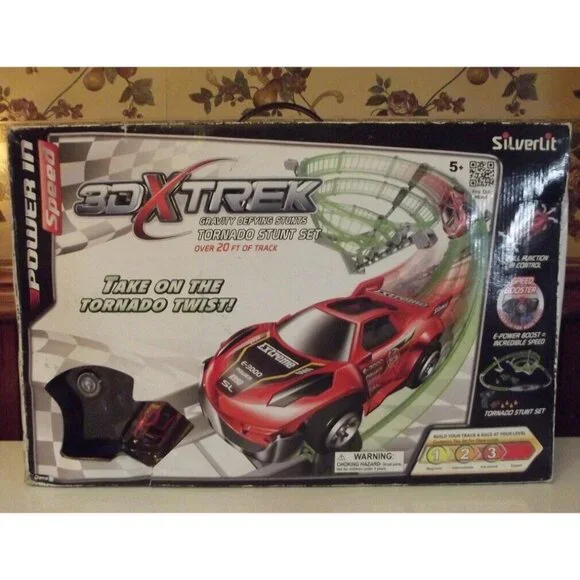 Silver-Lit 3DXTREK Tornado Stunt Set RC Car, Track, MISSING 2 PARTS