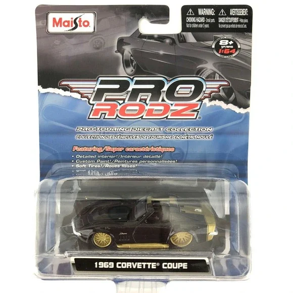 Maisto Pro RodZ 1969 '69 Chevrolet Chevy‎ Corvette Coupe Car Black Die Cast 1/64