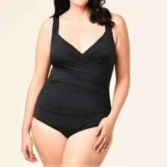 Jantzen Ruched One Piece Swimwear Size 16 Black