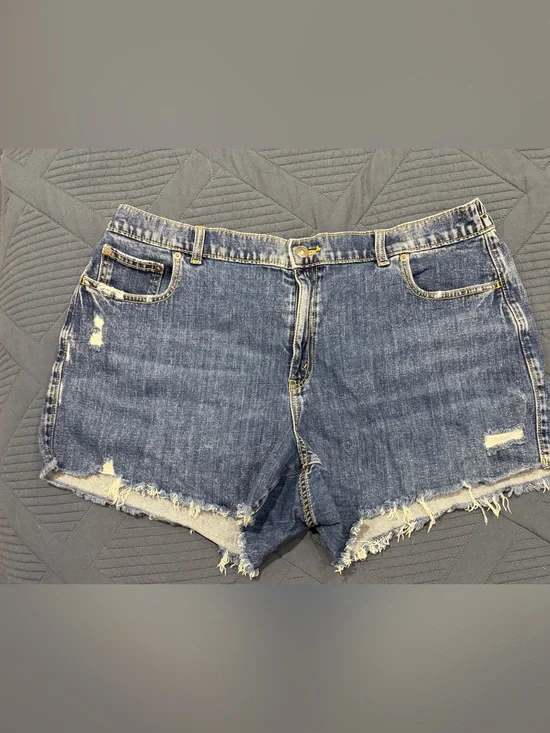 aerie Distressed Blue Denim Shorts
