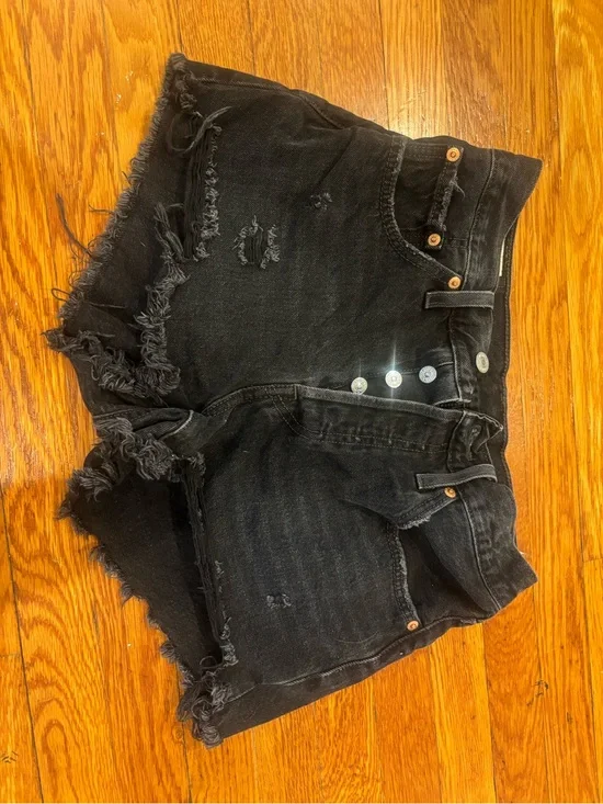Levi's Black Distressed Denim Shorts