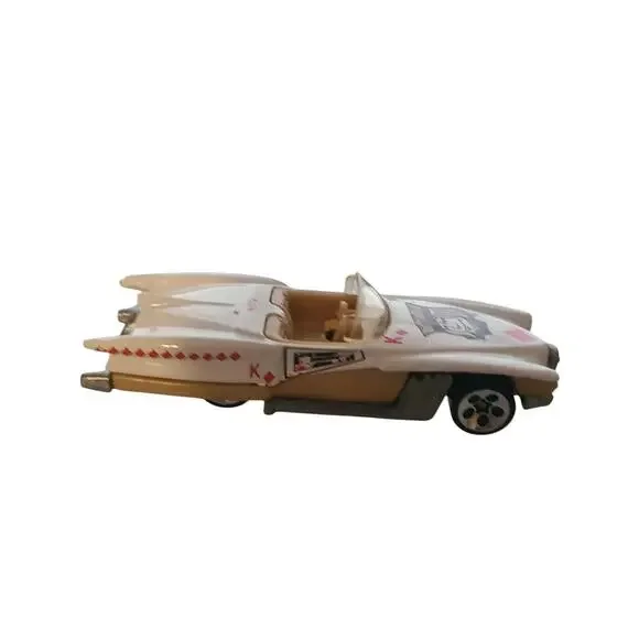 Vintage 1990 Mattel Hot Wheels Gold & White King Of Diamonds Convertible