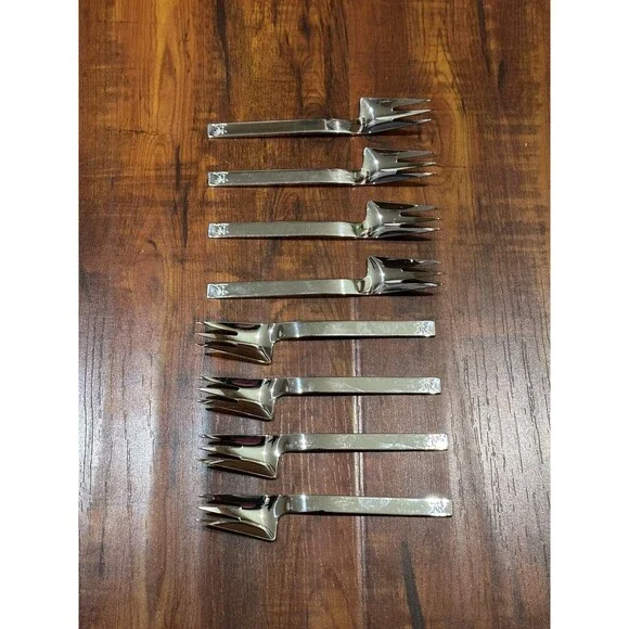 Set of (8) Vintage Midget Japan 18-8 Stainless Steel 5” Forks in Box