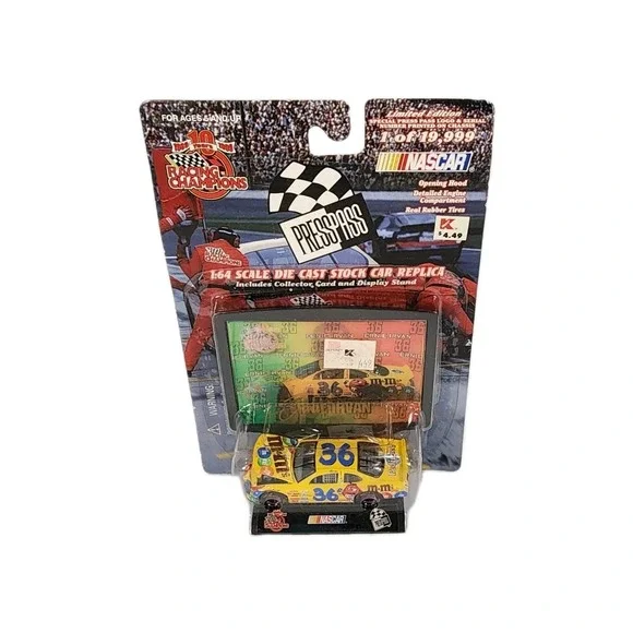Racing Champions Limited Edition Press Pass Ernie Irvan #36 M&Ms Yellow.  NOS