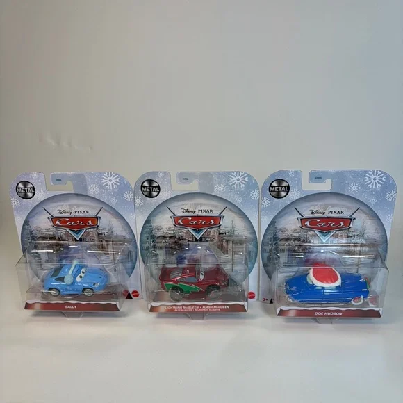 NWT Disney‎ Pixar Holiday CARS Lightning McQueen Flash Sally Doc Hudson Diecast