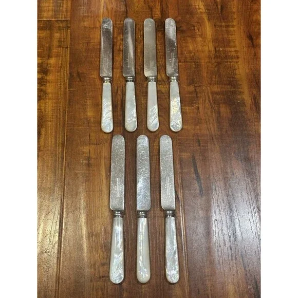 Set of (7) VTG Joseph Rodgers & Sons Cutlers Mother of Pearl Handle 8” Knives