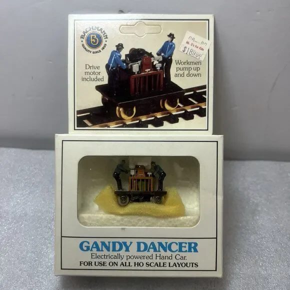 Bachmann HO Scale Gandy Dancer Powered Handcar VTG Railroad 46202 New Old Stock