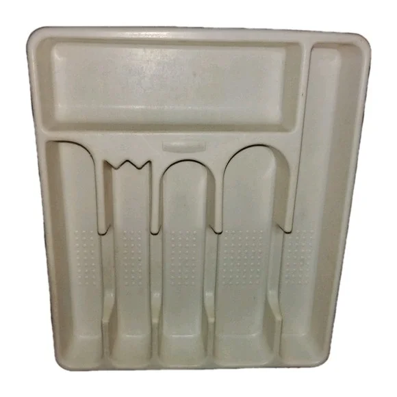 PLASTIC ALMOND RUBBERMAID LARGE CUTLERY UTENSIL ORGANZIER TRAY MADE IN USA  2925
