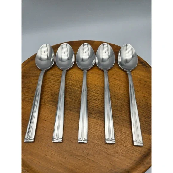 Mikasa Parallels 5 Soup‎ Spoons Korea Stainless 18/8 Modern Minimalist 7 5/8