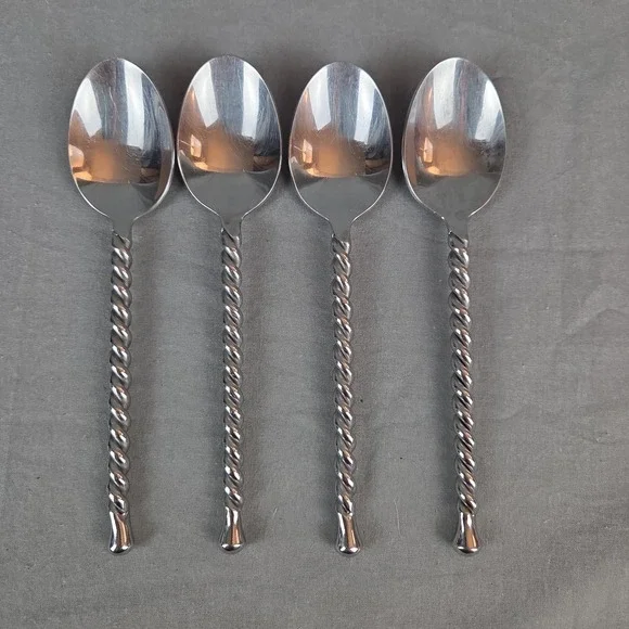 Gourmet Settings SILVER TEAR Twist 18/10 Stainless Steel Flatware 4  Spoons