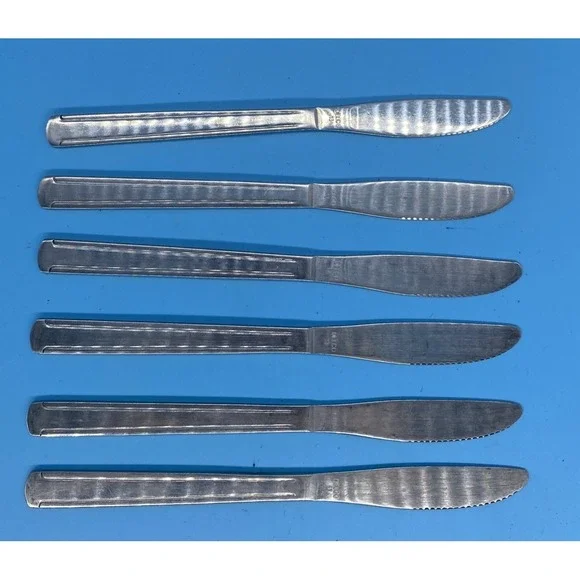 DELCO Stainless Japan serrated Dinner Knife Dominion III pattern set of 6