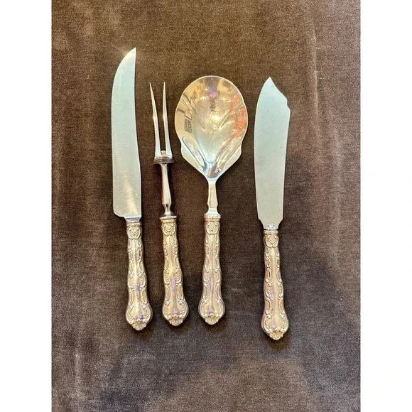 Pompadour‎ by Birks Sterling Silver Serving Utensils Lot of 4 No Mono 335 grams