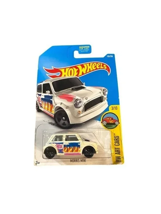 Die Cast Hot Wheels Morris Mini HW Art Cars White 193/250 3/10 Collectible 2015