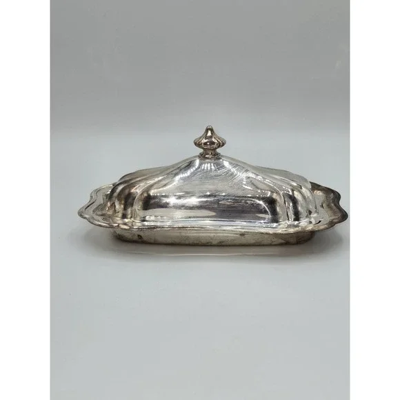 Gorham Heritage Silverplate Butter‎ Dish With Lid and Glass Insert 7.5