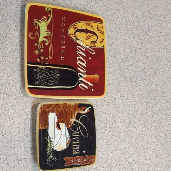 👍 Pier 1 Italian Flair Cucina small dish and Larger Chianti plate. C2