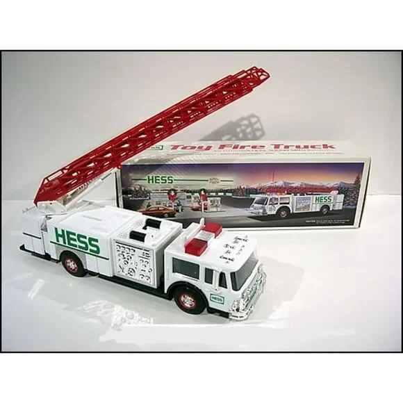 1989 Hess Vintage Collectable White Fire Truck Bank (Red Ladder)