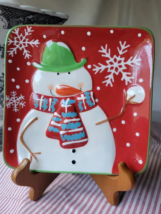 Pier 1 Vintage Snowman Holiday Serving Plate
