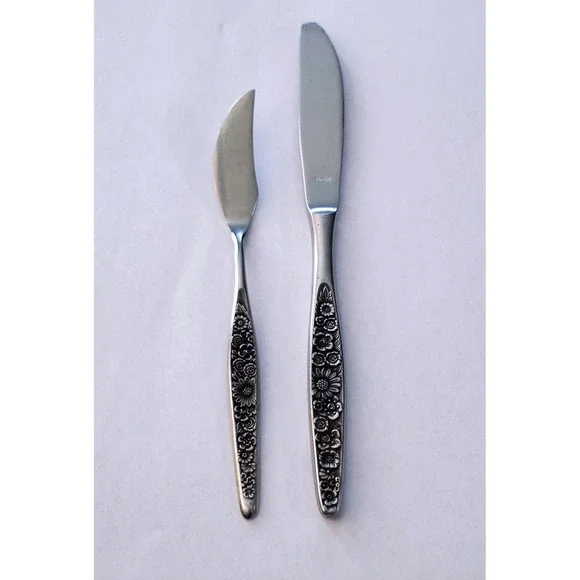 VTG Interpur JARDINERA Flatware Set Floral Dinner Knife & Butter Knife Japan