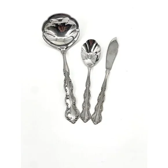 Oneida Deluxe MOZART Serving Set Of 3 Sugar Spoon Ladle Master Butter Knife