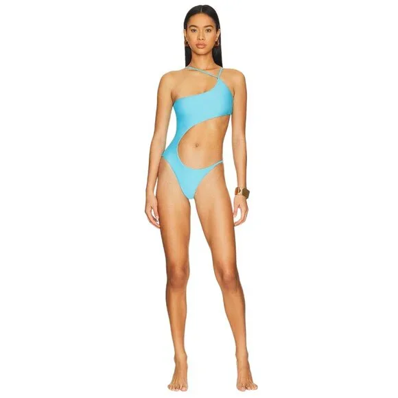 superdown Valerie One Piece in Aqua Blue Large New Womens Cutout Swimsuit