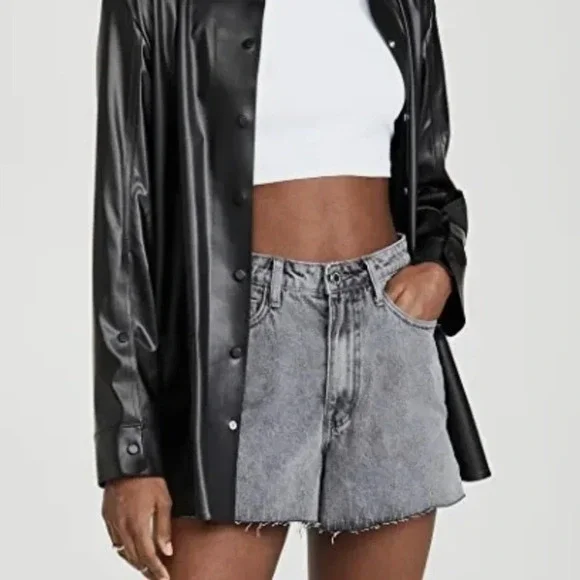 WeWoreWhat The Boyfriend Denim Shorts in Washed Gray