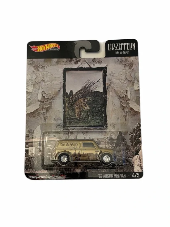 Led Zeppelin Hot Wheels '67 Austin Mini Van Toy Car -Metallic Gold with Graphics
