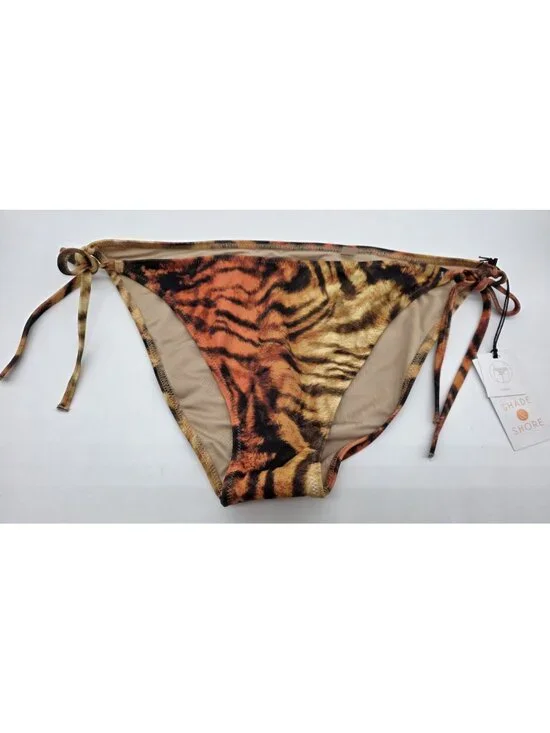 Shade & Shore Womens String Bikini Bottom Size Large Tiger Stripes Swimsuit Swim