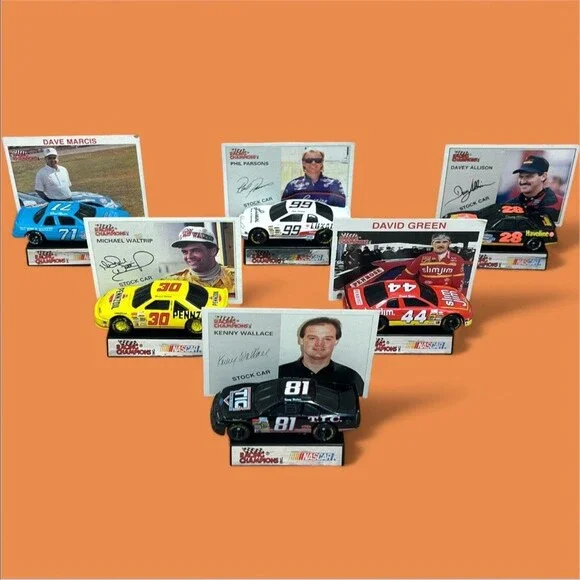 VTG Racing Champions 1/64 NASCAR 1995 Diecast Lot of 6 w/Stand & Collectors Card
