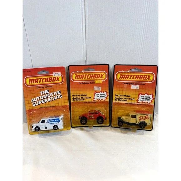Vintage Matchbox Lot 3 Supervan II Dune Man‎ Pepsi Truck Carded Diecast