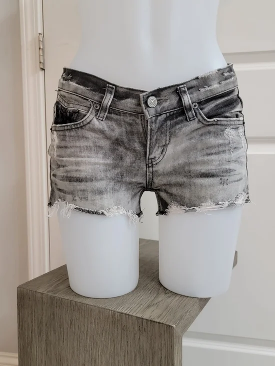 Distressed Grey Denim Women's Shorts