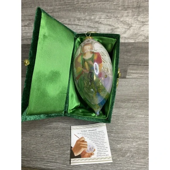 PIER 1 Li Bien ANGEL Tear Drop Glass 2009 Christmas Ornament with Box Hand Paint