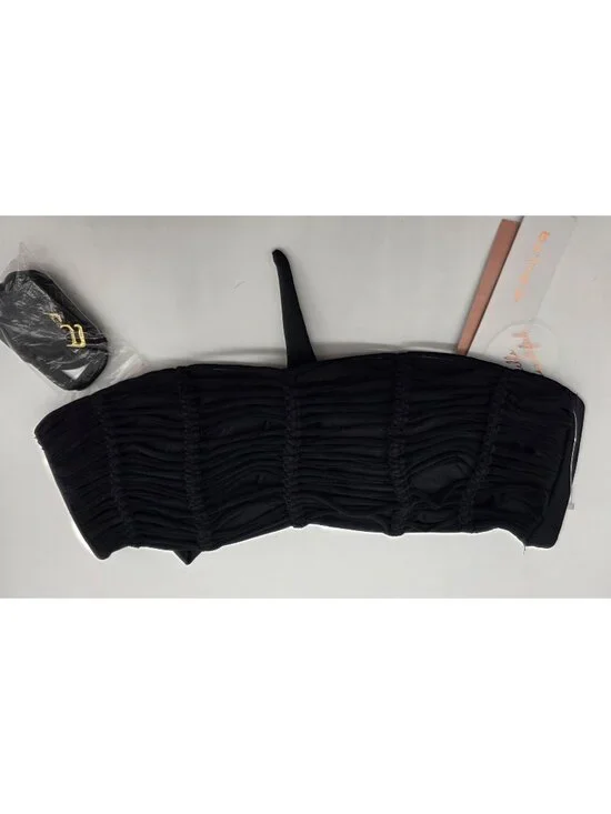 PilyQ Women's Bikini Swimsuit Top Size Medium Black Strapless Padded Swim