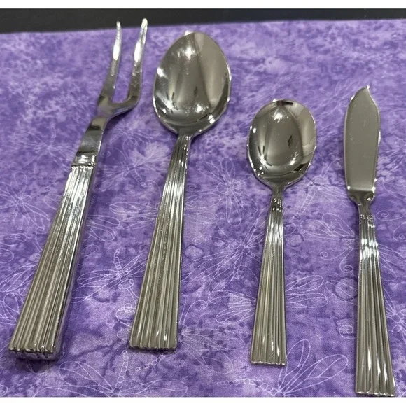 Reed & Barton Berkeley 18/10 Stainless Serving Set Fork‎ Spoon Set Of 4 READ