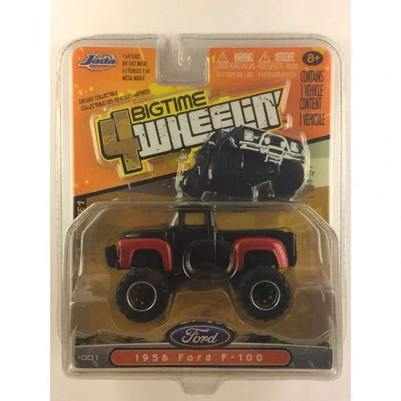Jada Bigtime 4 Wheelin' '56 1956 Ford F-100 Black & Red Die-cast 1/64 Scale #001
